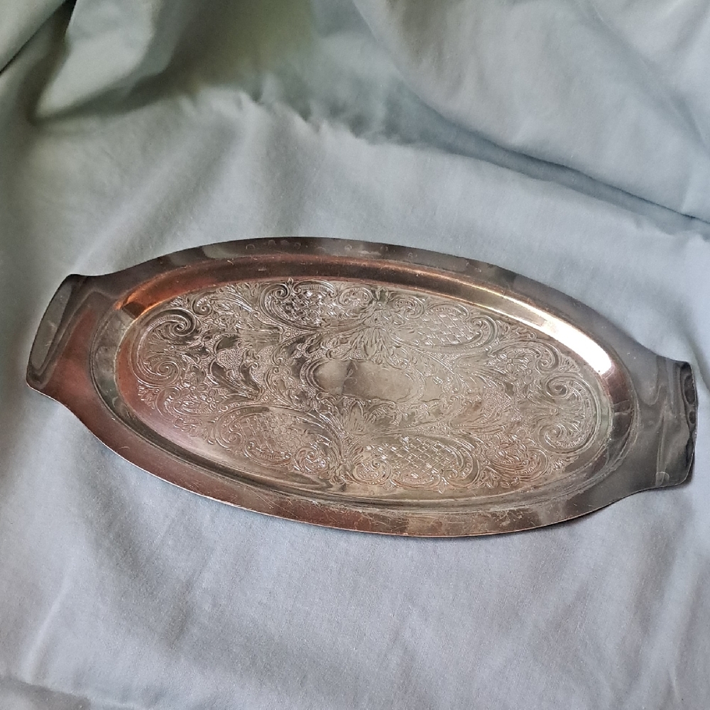 Elegant Silver Oval Serving Tray